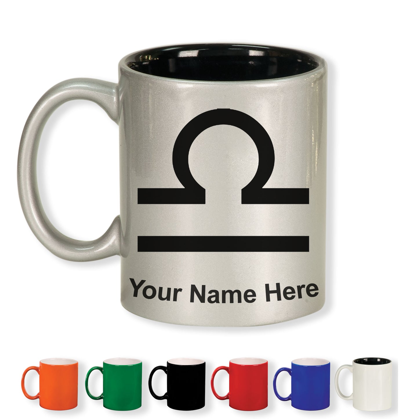11oz Round Ceramic Coffee Mug, Zodiac Sign Libra, Personalized Engraving Included