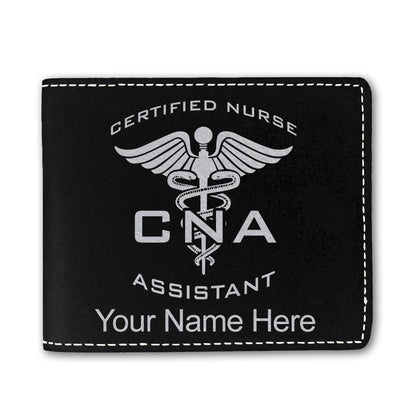 Faux Leather Bi-Fold Wallet, CNA Certified Nurse Assistant, Personalized Engraving Included