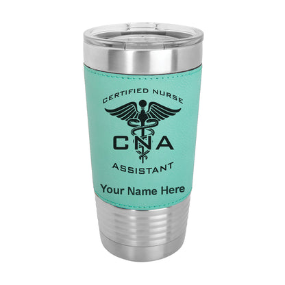 20oz Faux Leather Tumbler Mug, CNA Certified Nurse Assistant, Personalized Engraving Included - LaserGram Custom Engraved Gifts