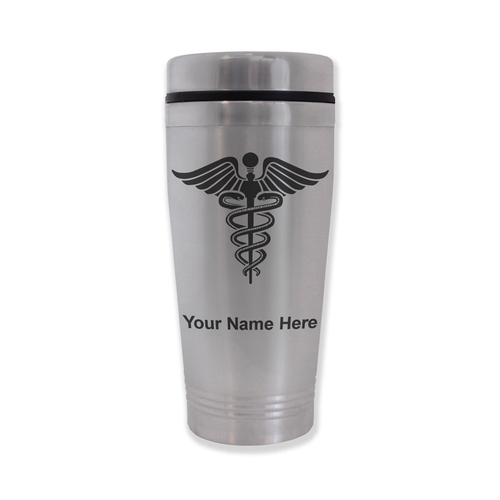 Commuter Travel Mug, Caduceus Medical Symbol, Personalized Engraving Included