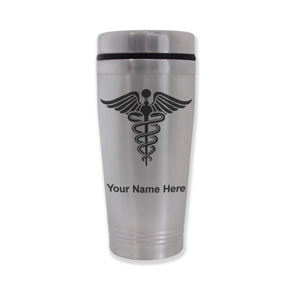 Commuter Travel Mug, Caduceus Medical Symbol, Personalized Engraving Included