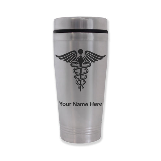 Commuter Travel Mug, Caduceus Medical Symbol, Personalized Engraving Included