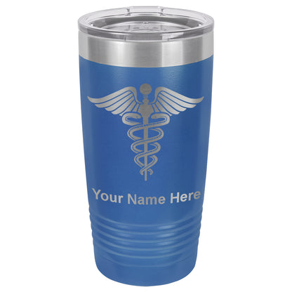 20oz Vacuum Insulated Tumbler Mug, Caduceus Medical Symbol, Personalized Engraving Included