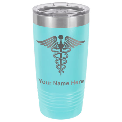20oz Vacuum Insulated Tumbler Mug, Caduceus Medical Symbol, Personalized Engraving Included