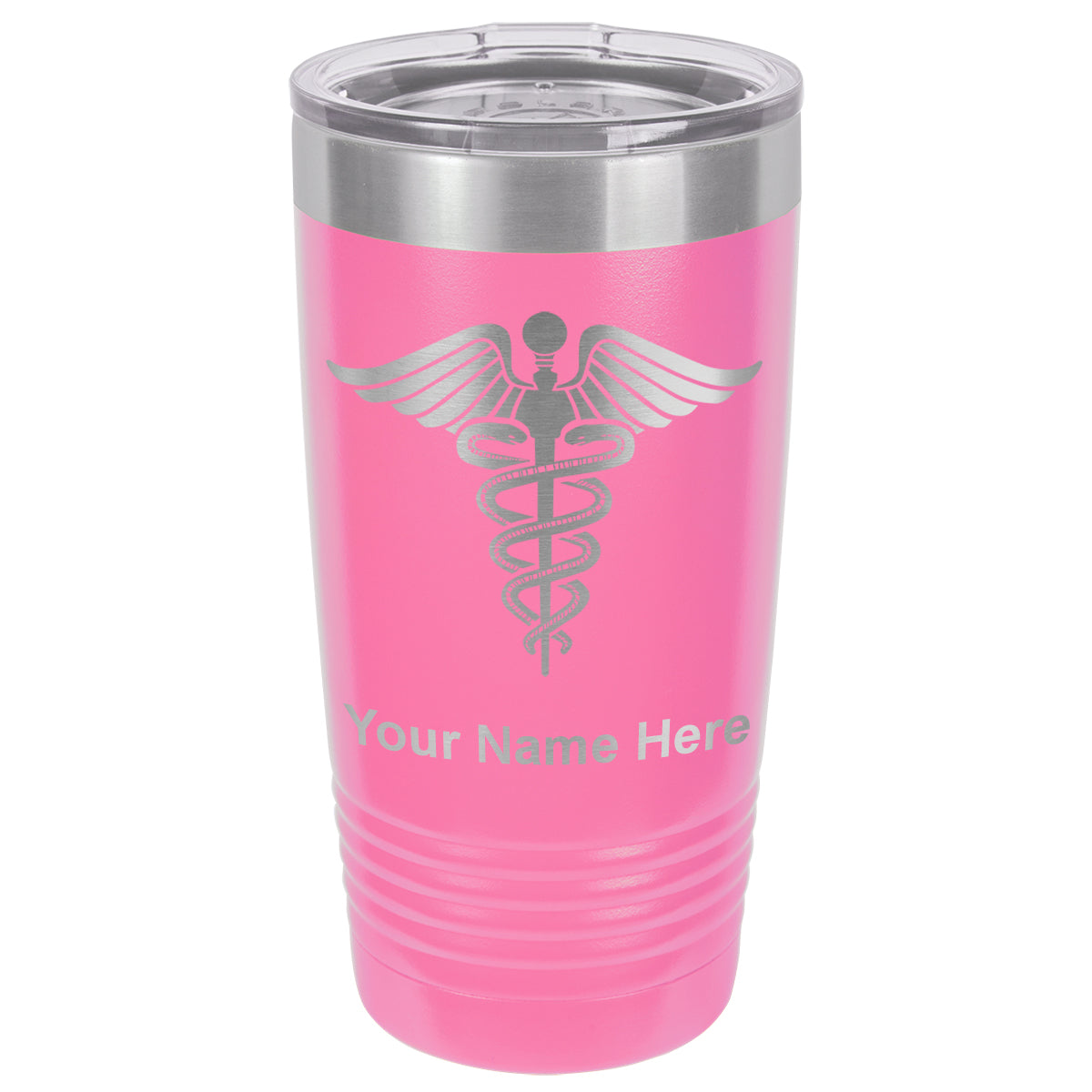 20oz Vacuum Insulated Tumbler Mug, Caduceus Medical Symbol, Personalized Engraving Included