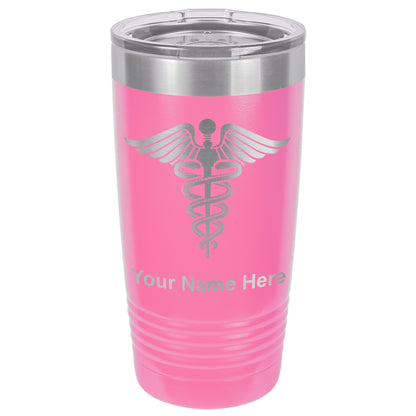20oz Vacuum Insulated Tumbler Mug, Caduceus Medical Symbol, Personalized Engraving Included