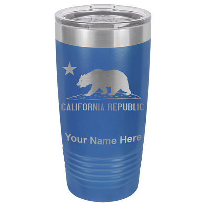 20oz Vacuum Insulated Tumbler Mug, California Republic Bear Flag, Personalized Engraving Included