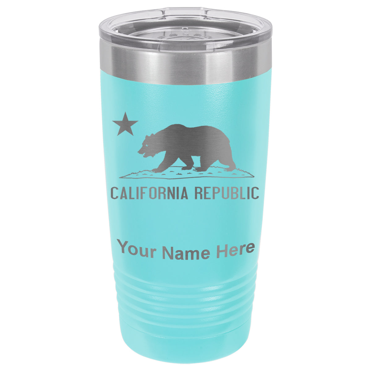 20oz Vacuum Insulated Tumbler Mug, California Republic Bear Flag, Personalized Engraving Included