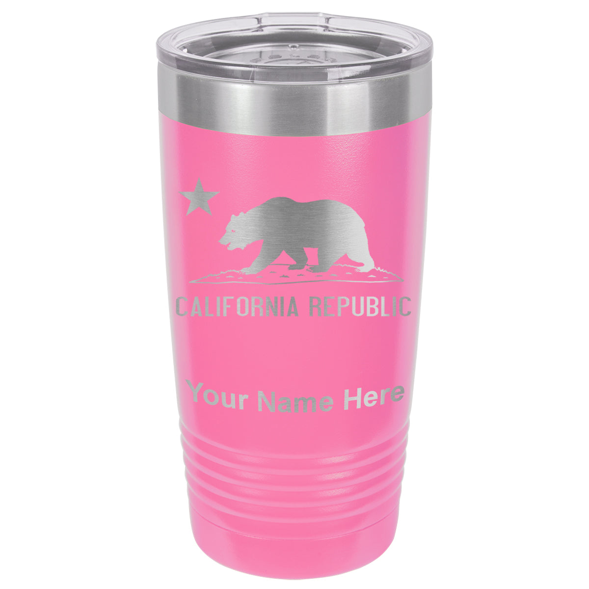 20oz Vacuum Insulated Tumbler Mug, California Republic Bear Flag, Personalized Engraving Included