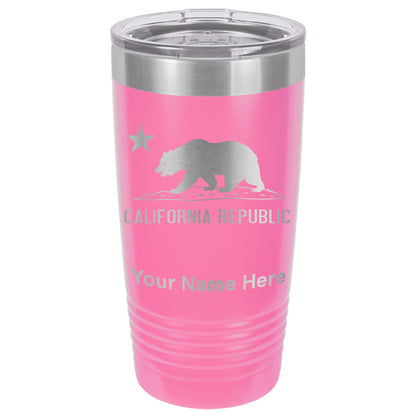 20oz Vacuum Insulated Tumbler Mug, California Republic Bear Flag, Personalized Engraving Included