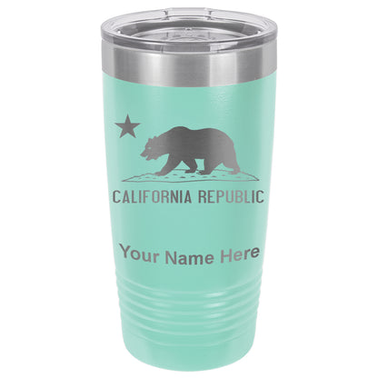 20oz Vacuum Insulated Tumbler Mug, California Republic Bear Flag, Personalized Engraving Included