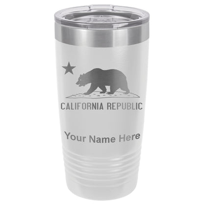 20oz Vacuum Insulated Tumbler Mug, California Republic Bear Flag, Personalized Engraving Included