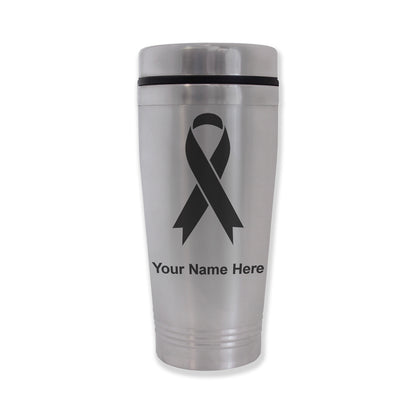 Commuter Travel Mug, Cancer Awareness Ribbon, Personalized Engraving Included