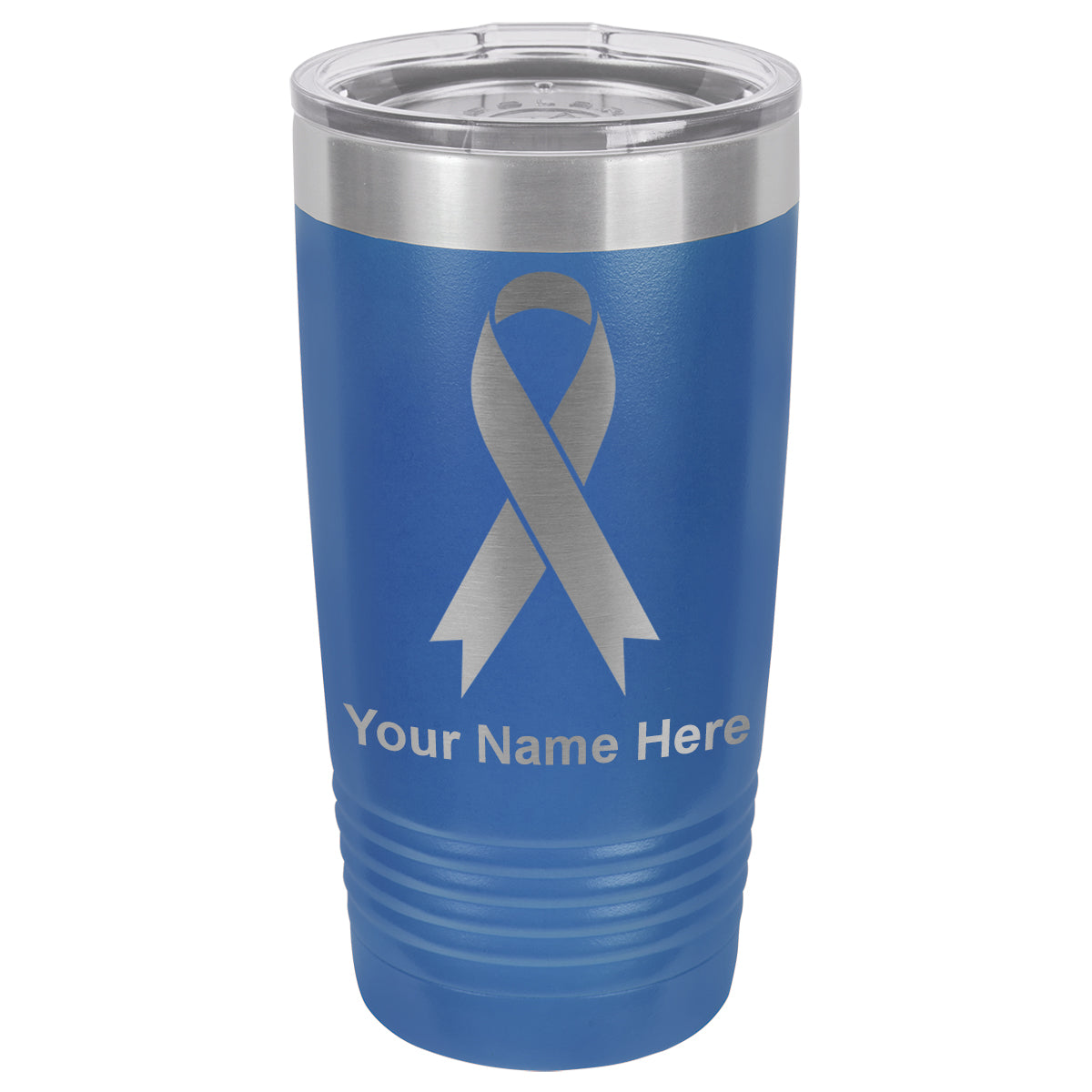 20oz Vacuum Insulated Tumbler Mug, Cancer Awareness Ribbon, Personalized Engraving Included