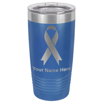 20oz Vacuum Insulated Tumbler Mug, Cancer Awareness Ribbon, Personalized Engraving Included