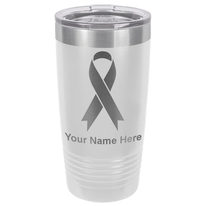 20oz Vacuum Insulated Tumbler Mug, Cancer Awareness Ribbon, Personalized Engraving Included