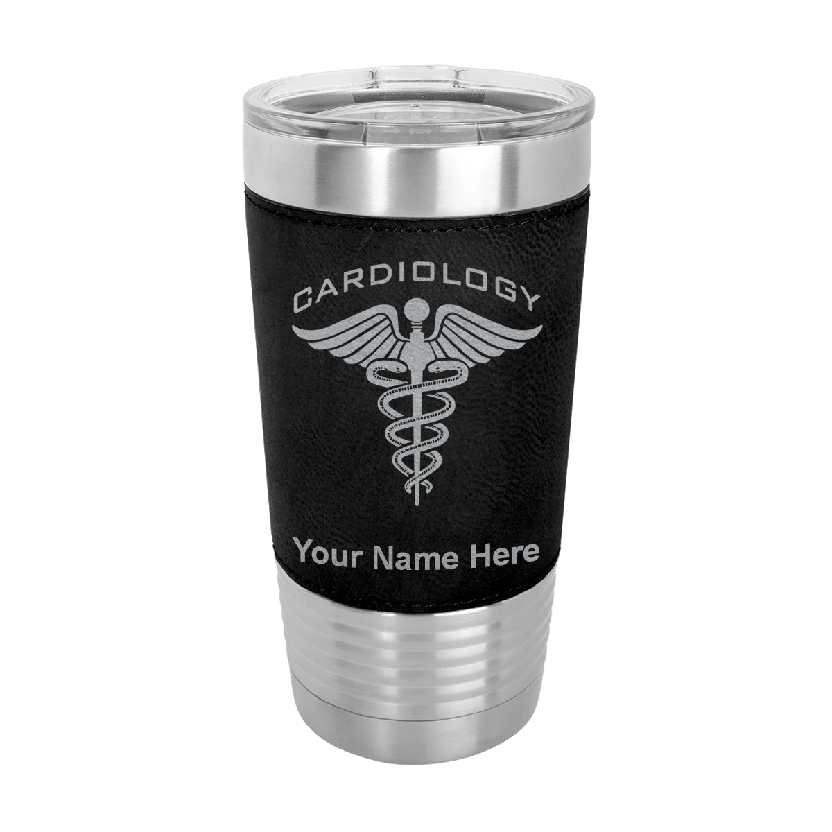 20oz Faux Leather Tumbler Mug, Cardiology, Personalized Engraving Included - LaserGram Custom Engraved Gifts