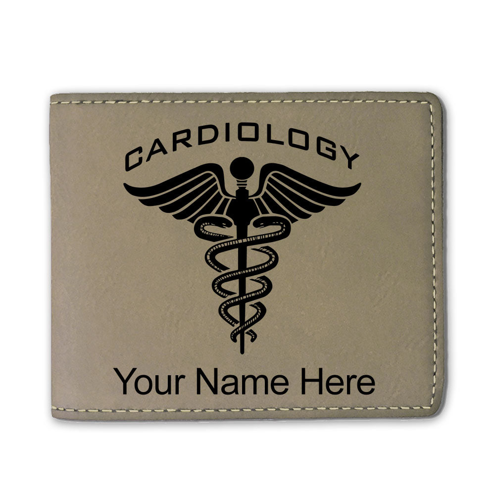 Faux Leather Bi-Fold Wallet, Cardiology, Personalized Engraving Included