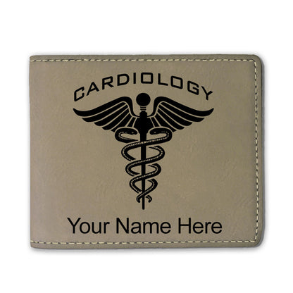 Faux Leather Bi-Fold Wallet, Cardiology, Personalized Engraving Included