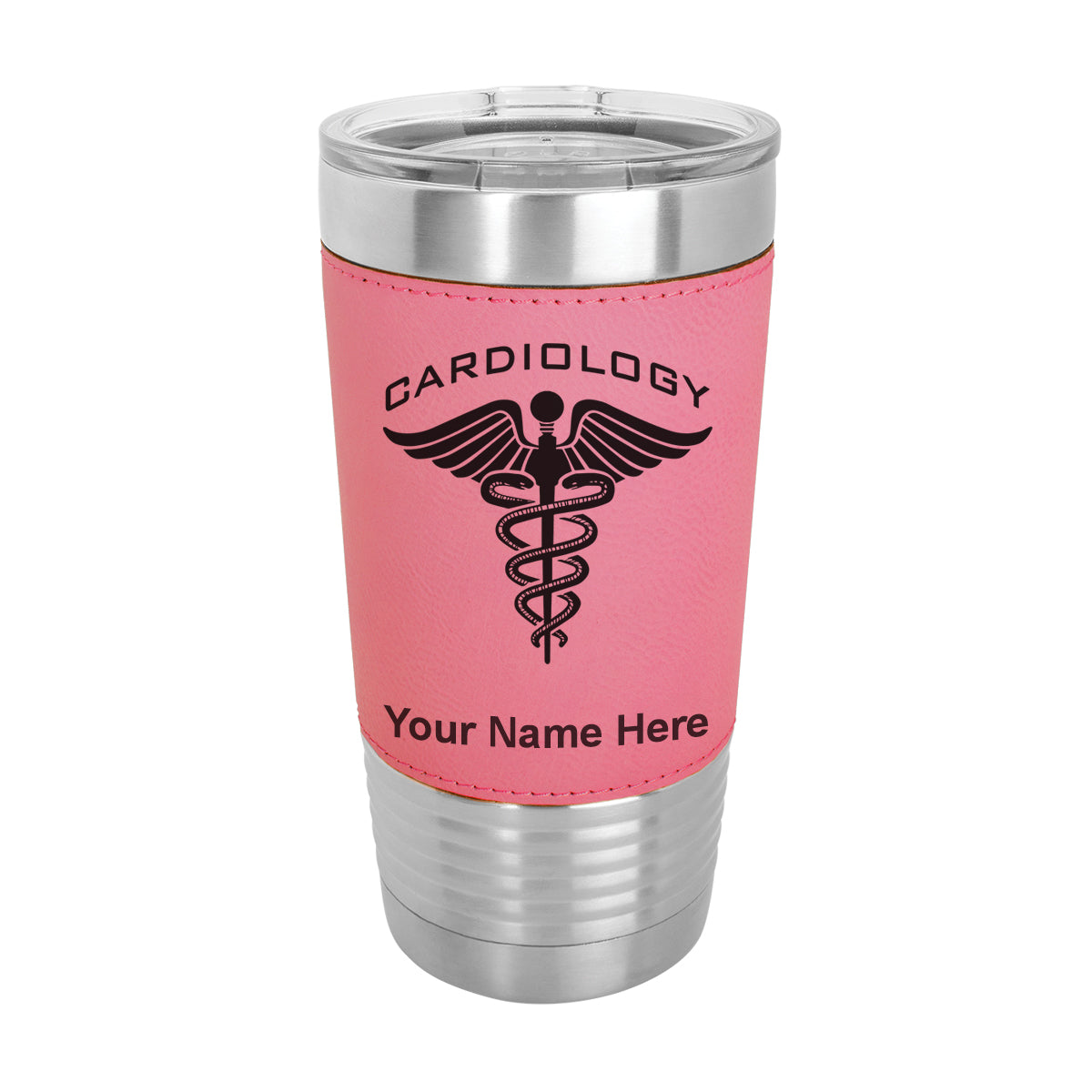 20oz Faux Leather Tumbler Mug, Cardiology, Personalized Engraving Included - LaserGram Custom Engraved Gifts