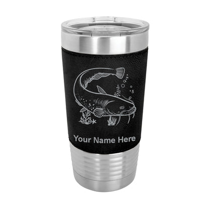 20oz Faux Leather Tumbler Mug, Catfish, Personalized Engraving Included - LaserGram Custom Engraved Gifts