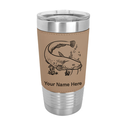 20oz Faux Leather Tumbler Mug, Catfish, Personalized Engraving Included - LaserGram Custom Engraved Gifts