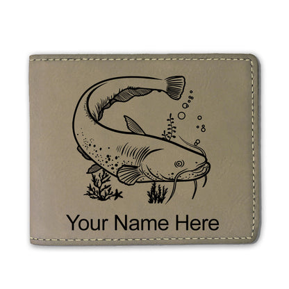 Faux Leather Bi-Fold Wallet, Catfish, Personalized Engraving Included