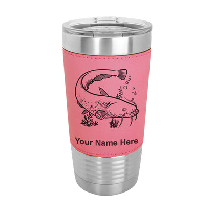 20oz Faux Leather Tumbler Mug, Catfish, Personalized Engraving Included - LaserGram Custom Engraved Gifts