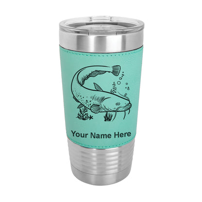 20oz Faux Leather Tumbler Mug, Catfish, Personalized Engraving Included - LaserGram Custom Engraved Gifts