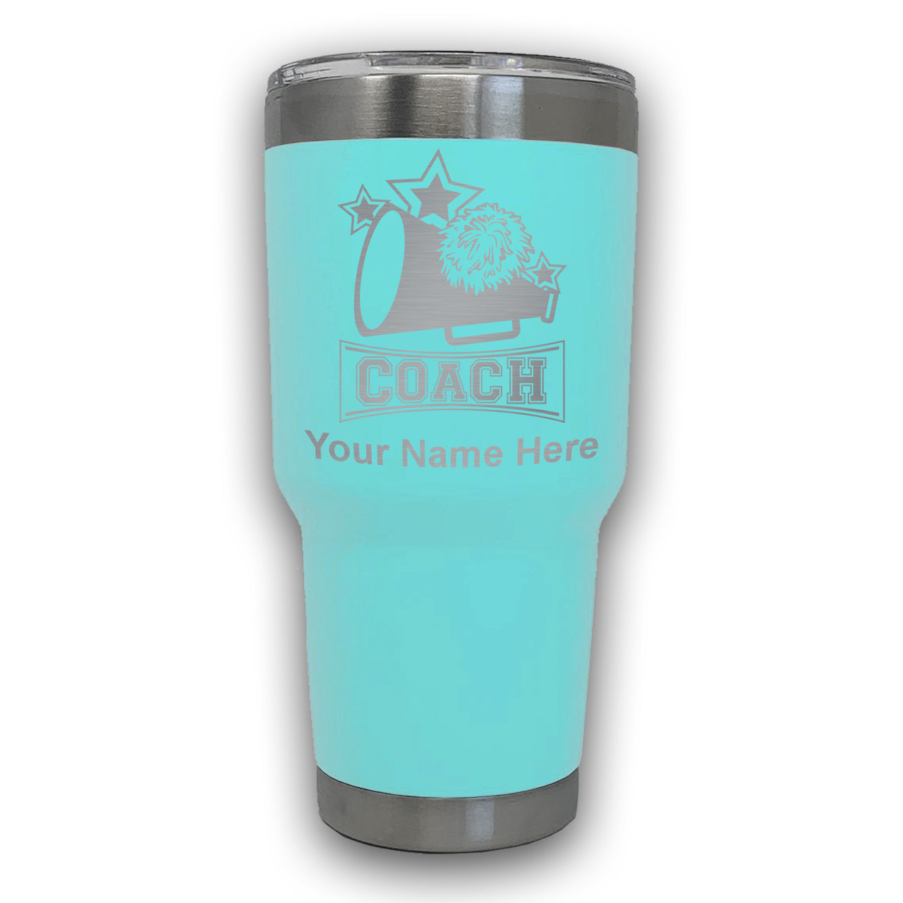 LaserGram 30oz Tumbler Mug, Cheerleading Coach, Personalized Engraving Included