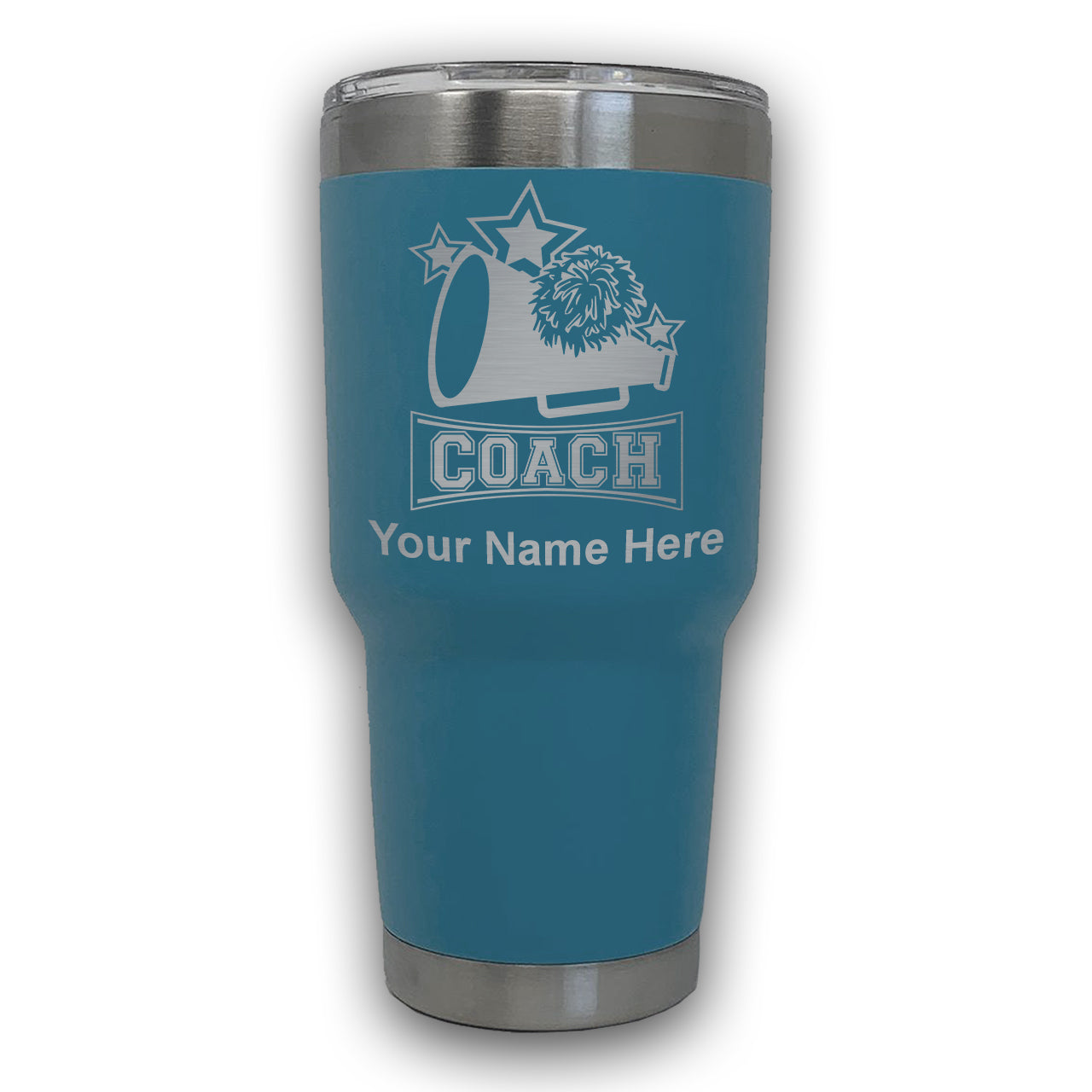 LaserGram 30oz Tumbler Mug, Cheerleading Coach, Personalized Engraving Included