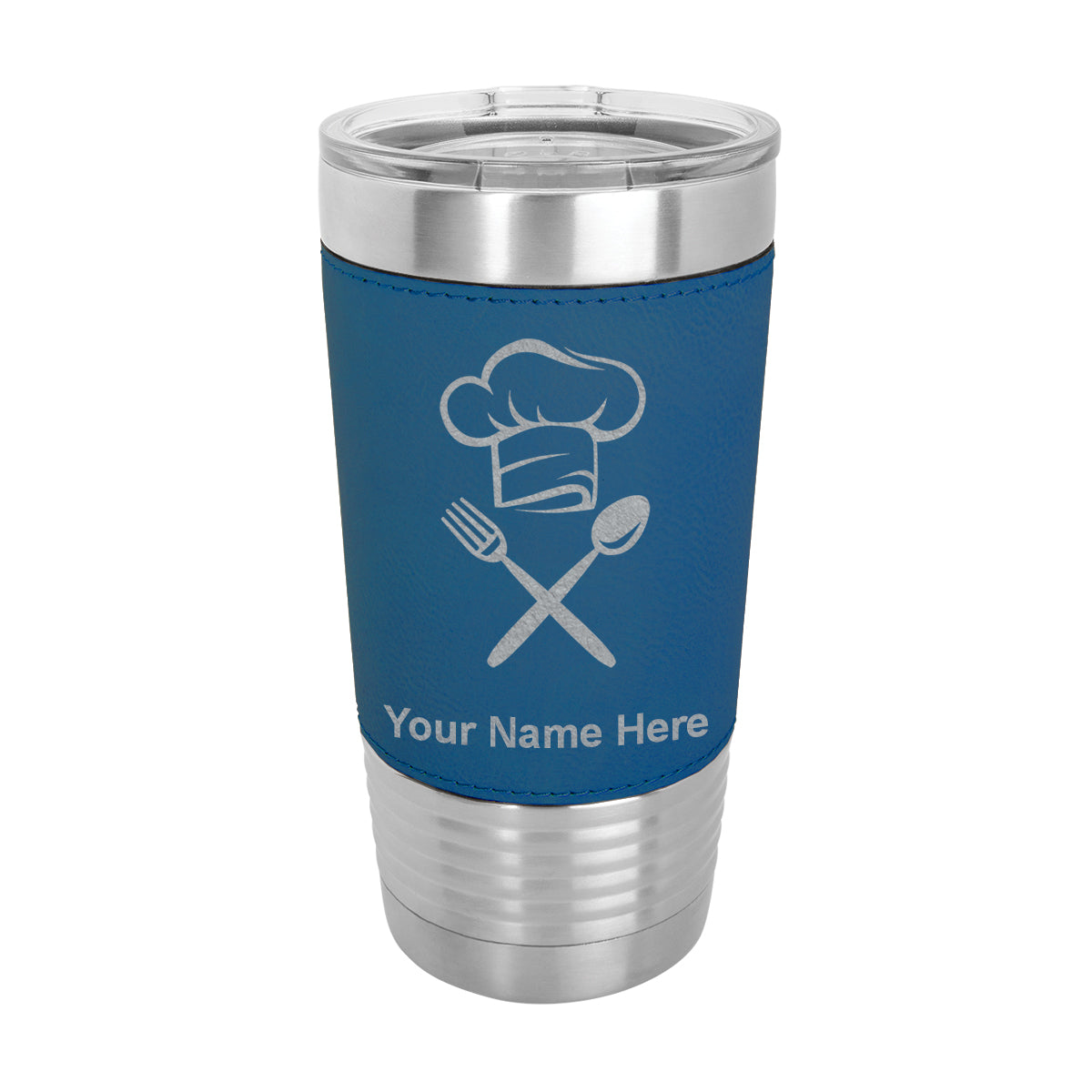 20oz Faux Leather Tumbler Mug, Chef Hat, Personalized Engraving Included - LaserGram Custom Engraved Gifts