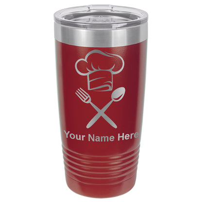 20oz Vacuum Insulated Tumbler Mug, Chef Hat, Personalized Engraving Included