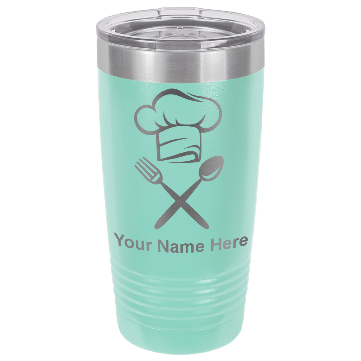 20oz Vacuum Insulated Tumbler Mug, Chef Hat, Personalized Engraving Included