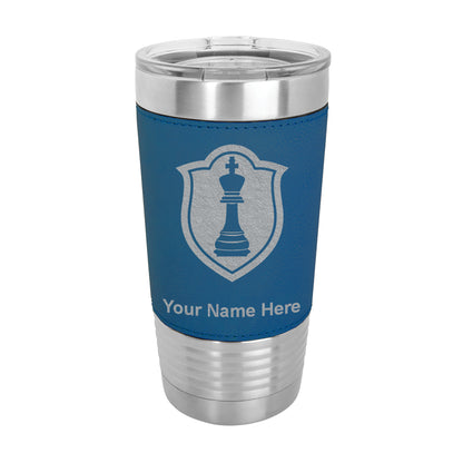 20oz Faux Leather Tumbler Mug, Chess King, Personalized Engraving Included - LaserGram Custom Engraved Gifts
