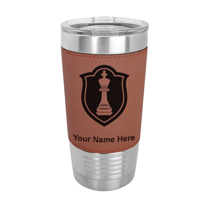 20oz Faux Leather Tumbler Mug, Chess King, Personalized Engraving Included - LaserGram Custom Engraved Gifts