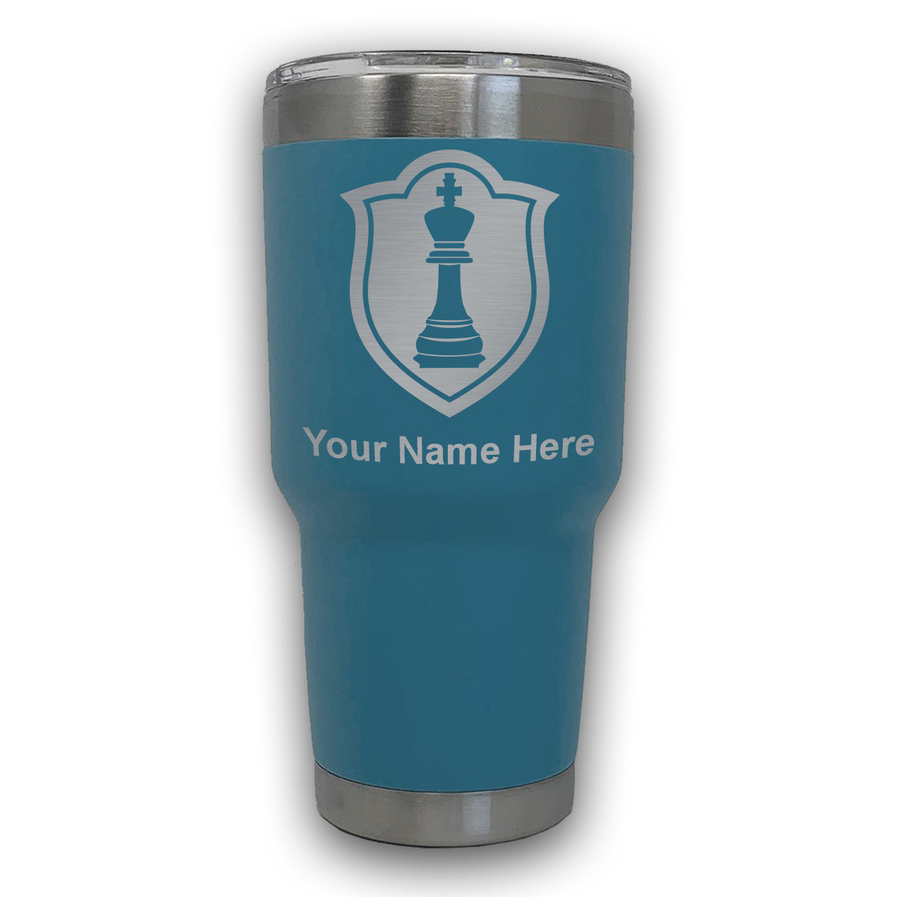 LaserGram 30oz Tumbler Mug, Chess King, Personalized Engraving Included