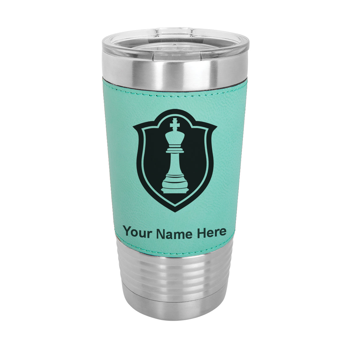 20oz Faux Leather Tumbler Mug, Chess King, Personalized Engraving Included - LaserGram Custom Engraved Gifts