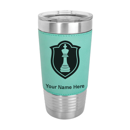 20oz Faux Leather Tumbler Mug, Chess King, Personalized Engraving Included - LaserGram Custom Engraved Gifts