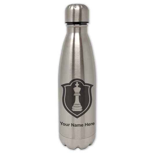 LaserGram Single Wall Water Bottle, Chess King, Personalized Engraving Included