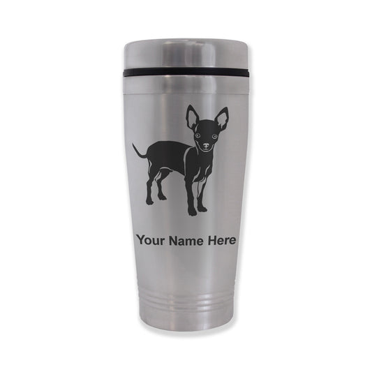 Commuter Travel Mug, Chihuahua Dog, Personalized Engraving Included