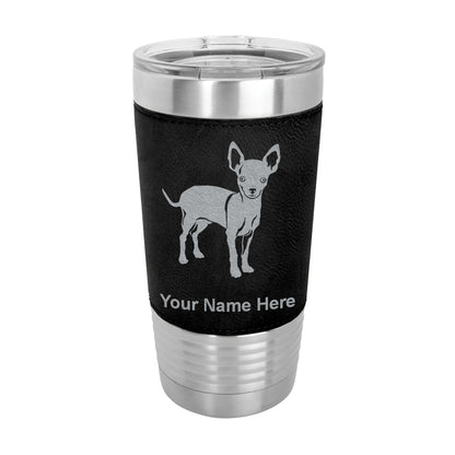 20oz Faux Leather Tumbler Mug, Chihuahua Dog, Personalized Engraving Included - LaserGram Custom Engraved Gifts