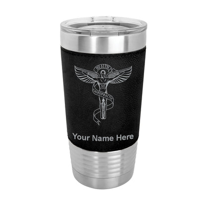 20oz Faux Leather Tumbler Mug, Chiropractic Symbol, Personalized Engraving Included - LaserGram Custom Engraved Gifts