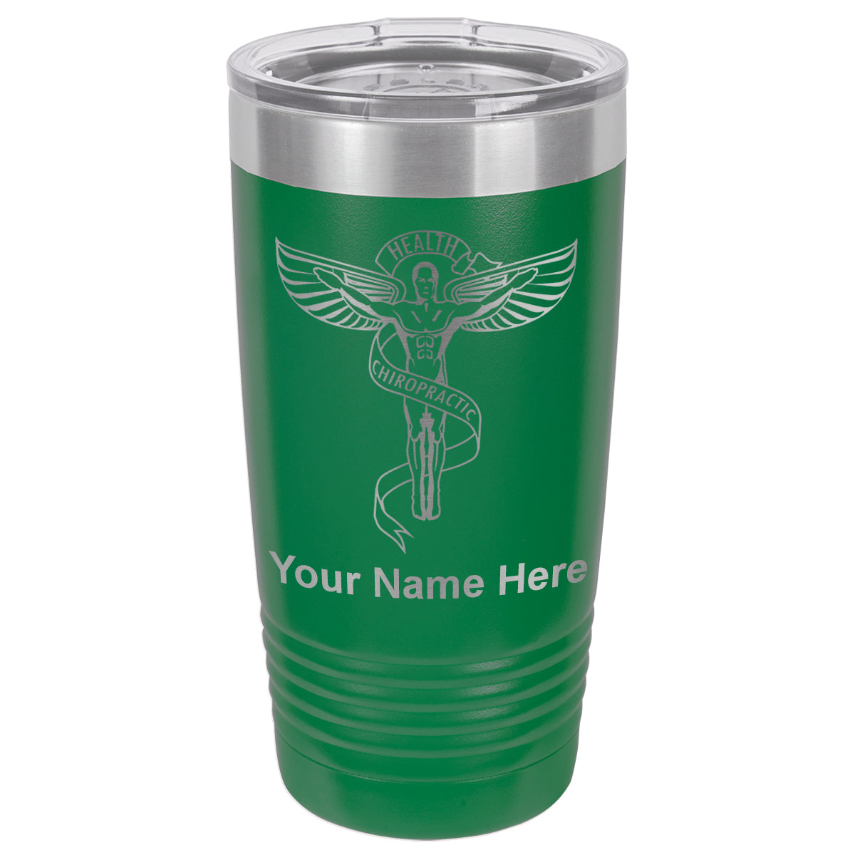 20oz Vacuum Insulated Tumbler Mug, Chiropractic Symbol, Personalized Engraving Included
