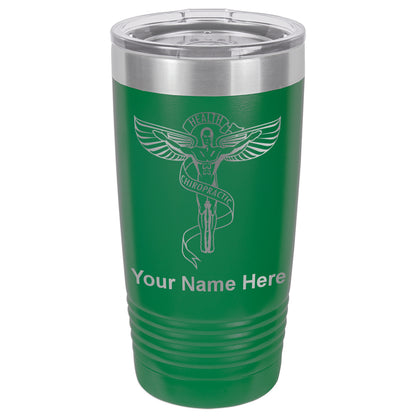 20oz Vacuum Insulated Tumbler Mug, Chiropractic Symbol, Personalized Engraving Included