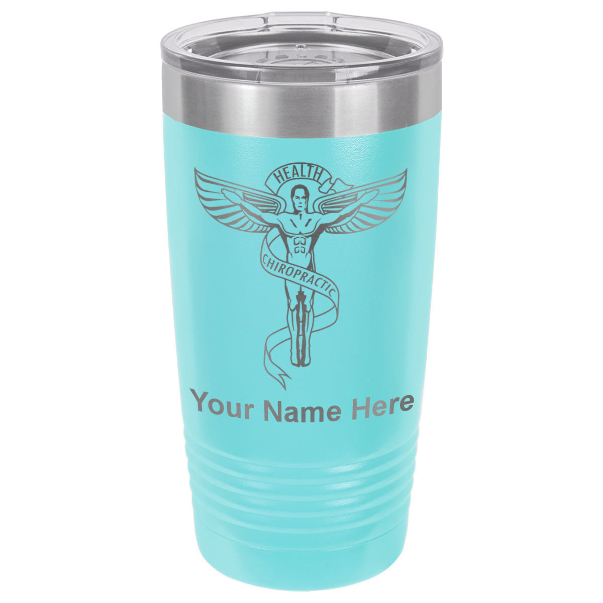 20oz Vacuum Insulated Tumbler Mug, Chiropractic Symbol, Personalized Engraving Included