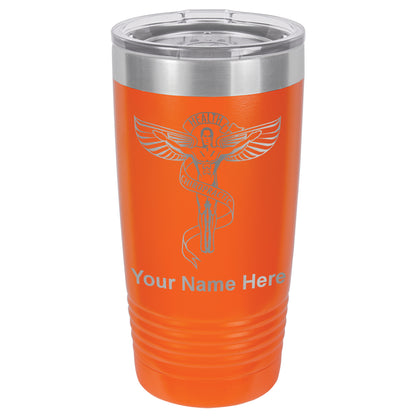 20oz Vacuum Insulated Tumbler Mug, Chiropractic Symbol, Personalized Engraving Included