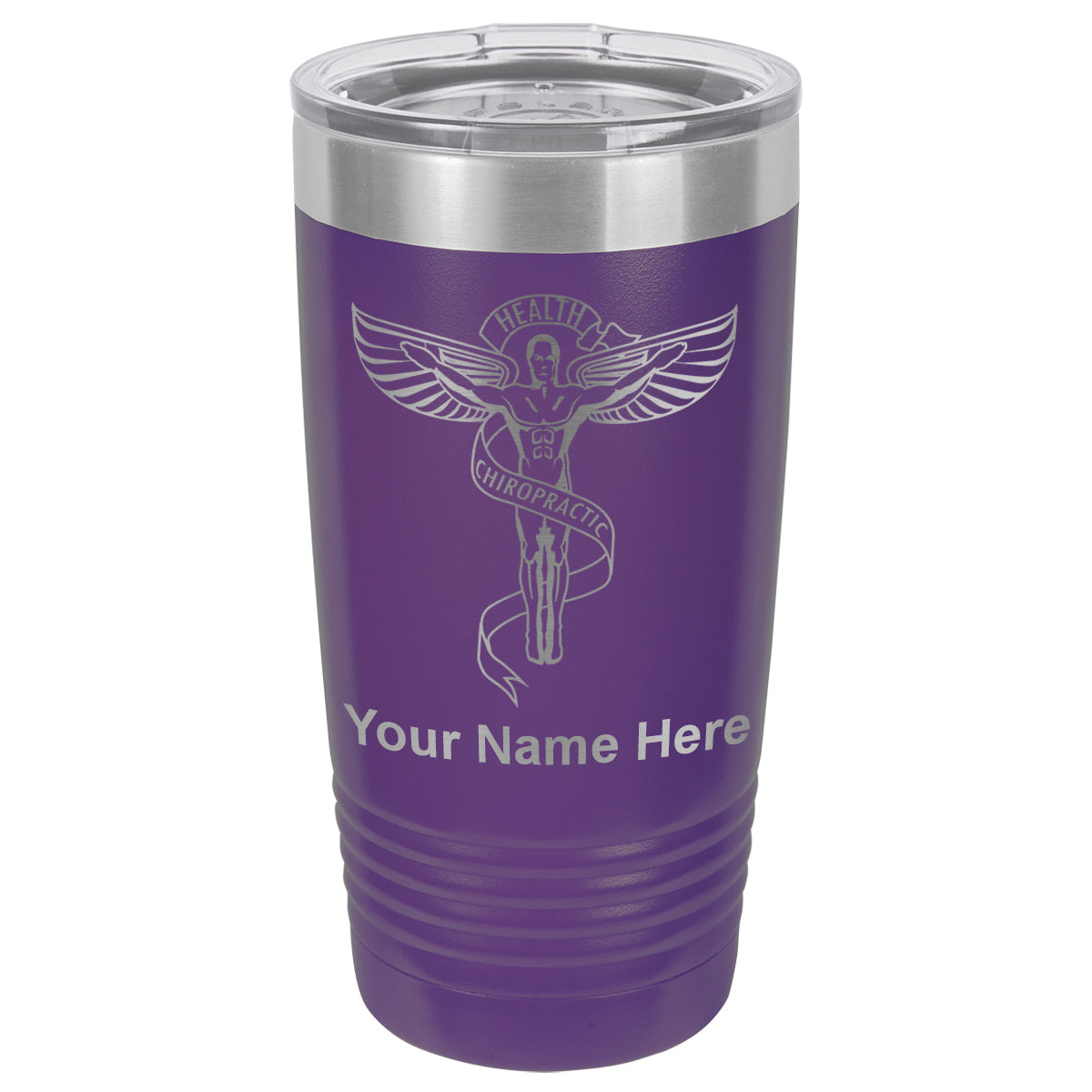 20oz Vacuum Insulated Tumbler Mug, Chiropractic Symbol, Personalized Engraving Included