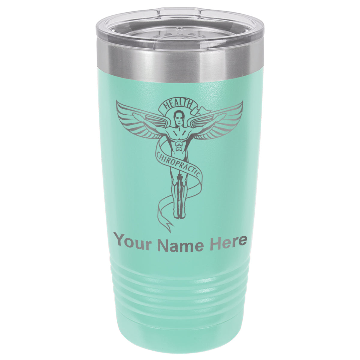 20oz Vacuum Insulated Tumbler Mug, Chiropractic Symbol, Personalized Engraving Included