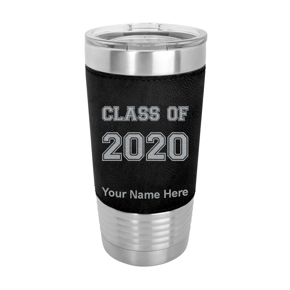 20oz Faux Leather Tumbler Mug, Class of 2020, 2021, 2022, 2023 2024, 2025, Personalized Engraving Included - LaserGram Custom Engraved Gifts
